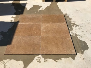 Noche Travertine French Pattern 3cm Paver Tumbled Honed Chiseled Bullnosed Eased Edge <b>For</b> <b>Garden</b> Villa <b>Pool</b> - Product Image 4