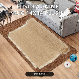 Tapis en jute personnalisé avec personnage d'anime, 14x14, rond, en peluche, adapté aux animaux domestiques, écologique, beige, pour salon et salle de bain - Product Image 2