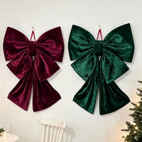 Ornements de Noël surdimensionnés en velours à double oreille avec nœuds, décorations suspendues pour vitrine de magasin, fournitures pour aménagement de scène de vacances