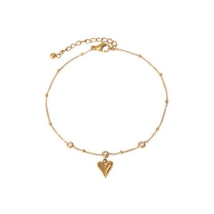 Chaîne de cheville en acier inoxydable plaqué or 18 carats en forme de cœur, série <span class=keywords><strong>Insen</strong></span>, pour femme, accessoire cadeau de fête original - Product Image 1