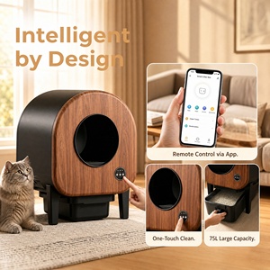 Promo Panas 2026 Kotak Pasir Kucing Otomatis Pintar Kontrol Aplikasi Pemantauan Kesehatan Pembersihan Otomatis Penghilang Bau 75L XL untuk Banyak Kucing - Product Image 1