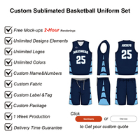 Maillots de basketball personnalisés imprimés sur mesure – Ensemble uniforme d'élite de ligue régionale bleue, respirant, anti-humidité et renforcé