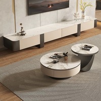 Meuble TV moderne de luxe en marbre et bois, design flottant pour salon et chambre, décoration de meuble, dernière collection 2025