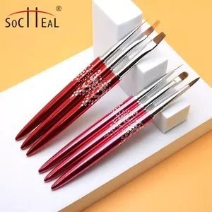 Juego de pinceles Nail Art con mango de Metal y Diamante rojo, Gel de nailon de alta calidad, delineador UV, pintura 3D acrílica, novedad de <span class=keywords><strong>2022</strong></span> - Product Image 5