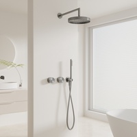 Mitigeur de douche mural double poignée brossé de haute qualité avec cartouche céramique, eau chaude et froide, pour salle de bain