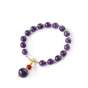 Natural Dream Amethyst Bracelet Gemstone Amethyst Beaded Stretch Bracelet for Women Men