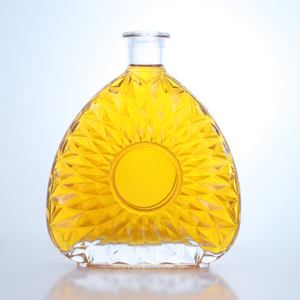 Carafe à brandy de luxe en verre cristal 750 ml, motif soleil unique, bouteille vide pour Cognac, Whisky, Vodka avec bouchon en liège - Product Image 2