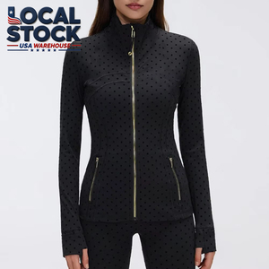 USA Warehouse Local US Stock Free Shipping Women's Fitness Yoga <b>Jacket</b> Comfortable Fit Quick Dry Breathable <b>Workout</b> Wear - Product Image 1