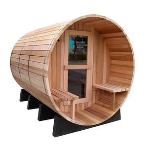 غرفة ساونا بخارية فاخرة من خشب الأرز للأماكن الخارجية مع دش غرفة ساونا خشبية صغيرة - Product Image 1