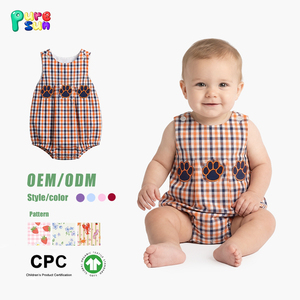Puresun Maßgefertigte 100% Baumwolle Applikation Baby-Strampler College-Football-Team Kleinkind Jungen Overall Spieltag-Druck Baby-Bodysuit - Product Image 1