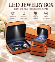 Boîte à bijoux en cuir PU personnalisée avec lumière LED, emballage cadeau en gros pour une célébration romantique, cadeau spécial
