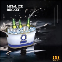 Seau à glace décoratif en fer blanc avec poignée pour vin, vodka, whisky – 5L/7.5L/15L – Vente chaude
