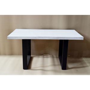 Ensemble de table à manger en bois de manguier massif moderne et industriel de luxe gris vieilli avec pied en U pour la maison, le café, le restaurant, le salon - Product Image 2