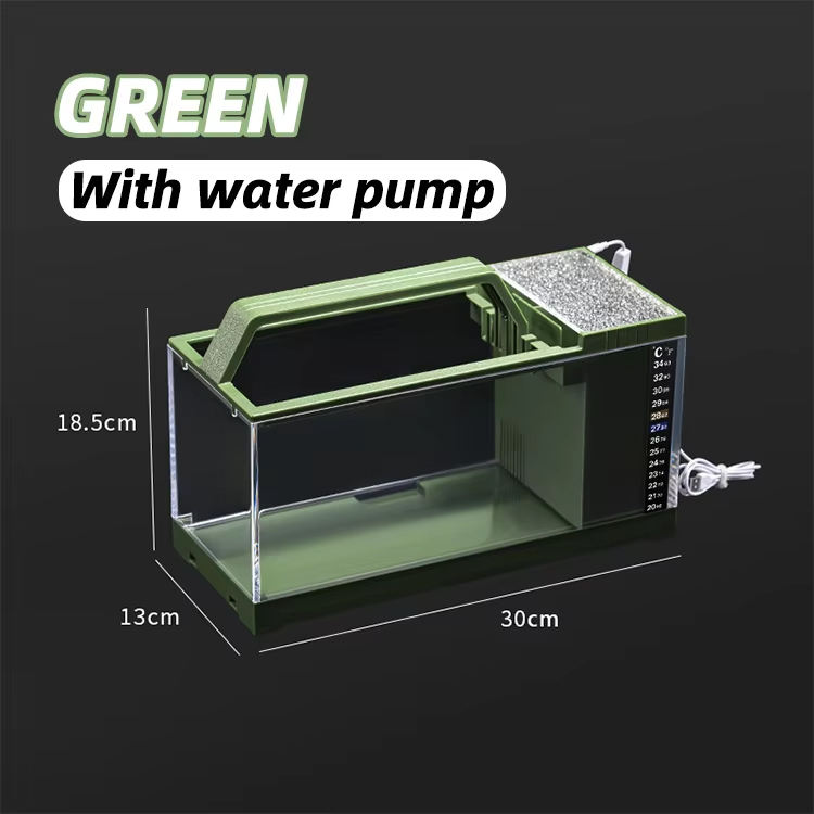 Réservoir de poissons vert + pompe à eau