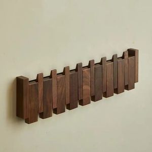 Appendiabiti da Parete in Legno Massello Stile Pianoforte, Pieghevole e Inclinabile, per Soggiorno, Camera da Letto e Hotel - Product Image 1
