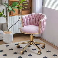 Chaise pivotante en tissu moderne pour chambre à coucher et salon avec dossier Chaise de fille pour maquillage et ongles Chaise de salle à manger pour la maison, le bureau et l'hôtel