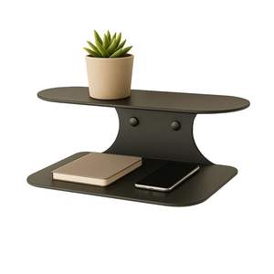 خزانة جانبية معدنية سوداء معلقة على الحائط - خزانة سرير عصرية بسيطة مع رف عائم للأثاث المنزلي - Product Image 2