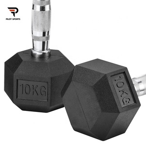 Pilot Sports Rubber Coated Hex Dumbbells Wholesale Professional Gym Equipment Fitness Dumbbell - Product Image 1