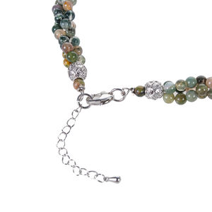 Collier en perles de jade Dongling, chaîne torsadée élégante avec détails en pierres précieuses - Product Image 2