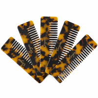 Newyeah Vente en gros Peigne à dents larges en acétate de 12 cm avec logo personnalisé pour cheveux épais et bouclés Cadeau personnalisé pour femmes
