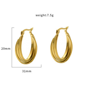 Hoop Earrings Gold Geometric Shape Stainless Steel For Women - Product Image 4