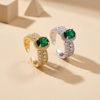 Vintage Offener Verstellbarer Ring für Damen, Kupfer Micro-Set Leichter Luxus Nischen-Design, Trendiger Eleganter Schmuck Großhandel
