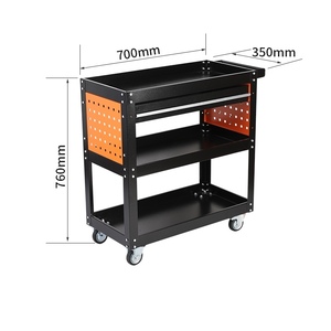 Almacenamiento de garaje personalizado de fábrica, 4 ruedas, gabinete de herramientas industrial móvil de 3 niveles, carro de herramientas de Metal para taller profesional con herramientas - Product Image 2
