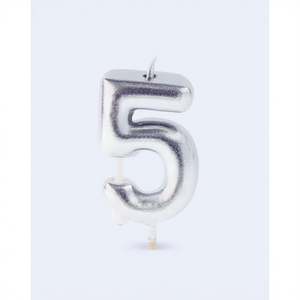 Party Love Silver Number 5 Candle 6Cm Birthday Cake Decor - Product Image 2
