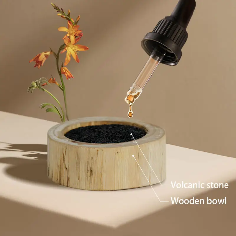 New Essential Oil Diffuser Aroma Stone Wooden Dish Black Lava Stone Essential Mist Oil Stone Aroma Diffuser