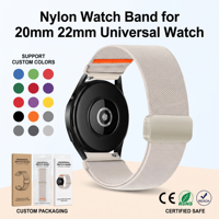 Bracelet de montre élastique magnétique en nylon tressé personnalisé 20 mm 22 mm, ajustement universel confortable, respirant, bracelet de montre élastique sport