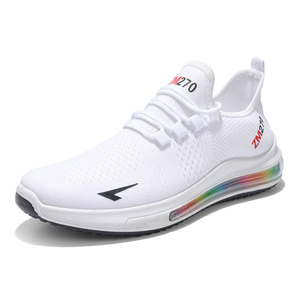 <span class=keywords><strong>Zapatillas</strong></span> de deporte de talla grande para hombre, zapatos blancos y negros de punto con <span class=keywords><strong>media</strong></span> palma y cojín de aire, <span class=keywords><strong>precio</strong></span> bajo - Product Image 1