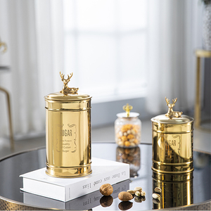Damp-proof Cans Copper-plated Tea Jars Sealed Candy Jars High-end Household Storage Boxes Delicate Storage BOX