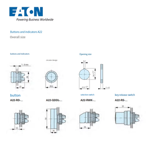 Eaton Muller ชุด A22ปุ่มไฟแสดงสถานะลูกบิดมือจับ500V 40A - Product Image 3