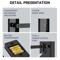 Cerradura Inteligente Digital Tuya UIELOCK D1-3 con Desbloqueo Remoto, Semiautomática, Negra, Almacenamiento en la Nube WiFi para Puertas de Aluminio y Vidrio