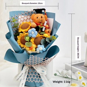 Ramo transfronterizo de <span class=keywords><strong>flores</strong></span> artificiales tejidas a mano: Girasol, Rosa, Doctor Bear. Venta al por mayor para graduaciones. 104256 China - Product Image 3