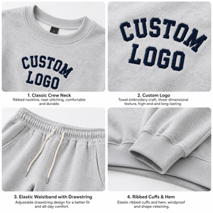 Set Felpa per Bambini con Logo Personalizzato, Ricamo su Asciugamano, Felpa con Cappuccio OEM, Tuta in Pile, Set Jogger con Collo Tondo, Produttore di <span class=keywords><strong>Abbigliamento</strong></span> Boutique - Product Image 2