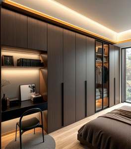 Modern <b>Wood</b> <b>Cabinet</b> Wardrobe for Home Office & Bedroom Contemporary Furniture for Closet Use - Product Image 1