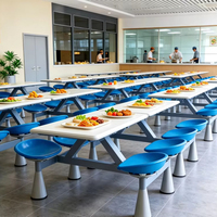 Ensemble de table et de chaises de salle à manger de luxe, moderne, en acier inoxydable, pour restaurant, école, cafétéria