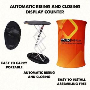 Table de comptoir pliable rectangulaire en aluminium léger, surface en bois, personnalisable, pour promotion et salons professionnels - Product Image 5