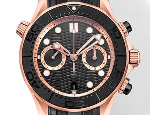 Top-quality rose gold 44mm mechanical diving watch with 9900 movement, <b>waterproof</b> and stopwatch function rubber strap <b>wristwatch</b> - Product Image 2
