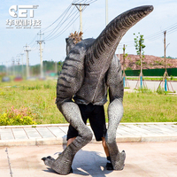 Costume de dinosaure de rapace de jambes visibles grandeur nature réelle de marche robotique animatronique de parc à thème extérieur