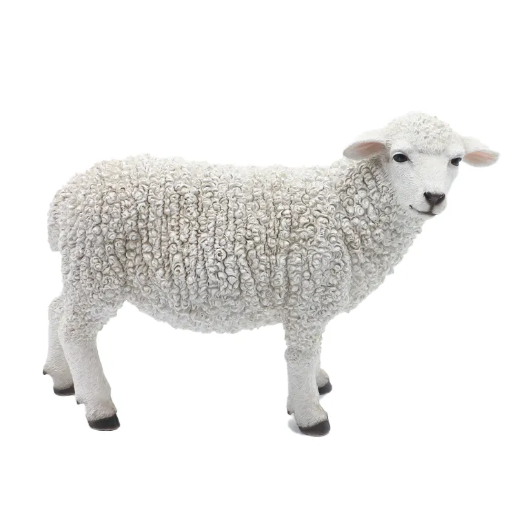 Custom design farm resin animal sheep ornaments, wholesale realistic animal resin sheep figurines&