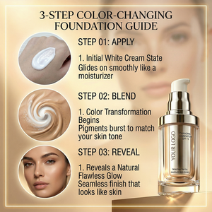 Base de Maquillaje de Marca Privada que Cambia de <span class=keywords><strong>Color</strong></span> con SPF 50, Adaptación Automática al Tono de Piel, de Blanco a el Tono de la Piel - Product Image 3