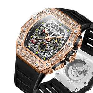 Montre homme ONOLA 6826D, luxe, sport, automatique, mécanique, cadran en verre, étanche, avec incrustation de diamants - Design de mode unique - Product Image 2