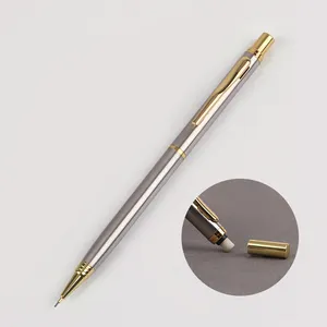 批发零售雕刻定制铅笔可爱高品质金属自动铅笔带儿童橡皮擦提示