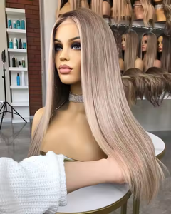 Perruque Lace Front Cheveux Humains Russes Blonds Cendrés Mèches 60, Douce et Lisse, Couleur Mixte, Perruque Lace Front 13*6 Non Traitée - Product Image 6