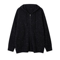 Automne hiver nouveau respirant à manches longues Cardigan pull à capuche coréen frais Simple velours tricoté unisexe fermeture à glissière