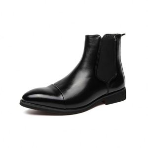 Chaussures en cuir rouge à tige haute les plus vendues, grande taille, chaussures décontractées pour hommes, bottes Chelsea en gros - Product Image 6