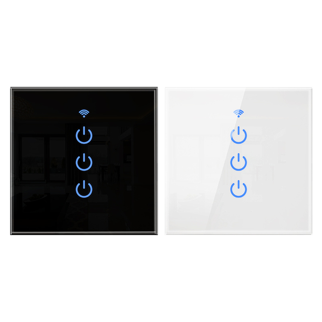 UK/EU Touch Glass Wifi Wall Switch Touch Light Switch, WiFi Alexa Light Switch, Timer Smart Switch Work With Smart Life