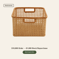 Panier de rangement en rotin blanc naturel, fait main, écologique, avec poignées découpées, rectangulaire, en osier tressé, style traditionnel et moderne